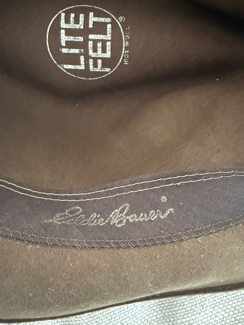 Eddie Bauer Men's Lite Felt Wool Fedora Hat with Tan Leather Band Sz. Med - Picture 8 of 8